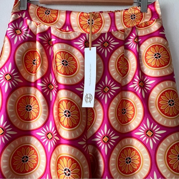 HOUSE‎ OF HARLOW 1960 Satin Wide leg pants SIZE MEDIUM boho pull on NEW tropical - Picture 2 of 6